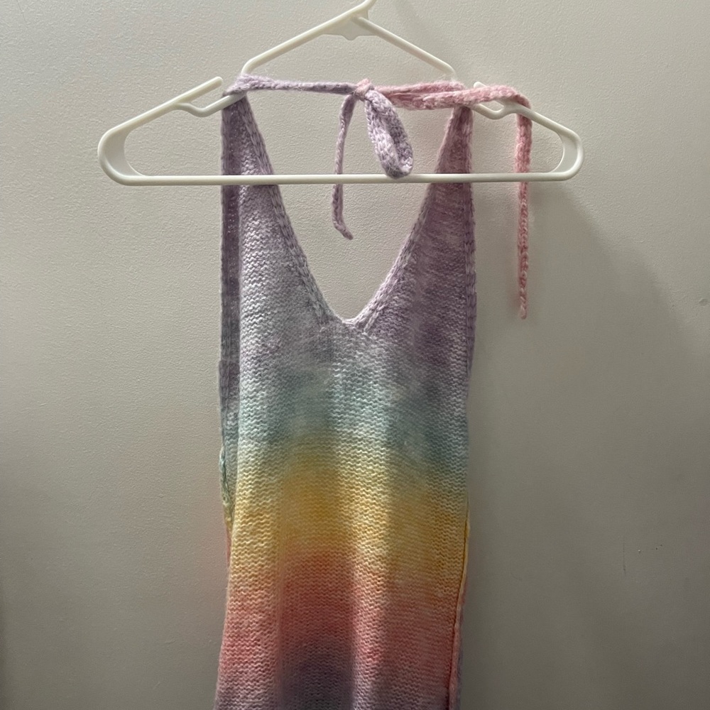 Knit Rainbow Halter dress